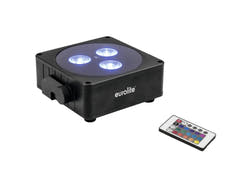 EUROLITE Sett med 4x AKKU Flat Light 3 bk + lader + softbag