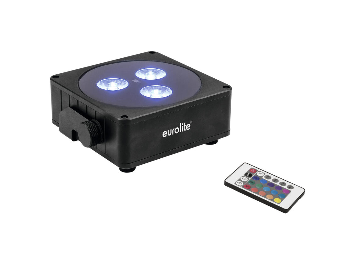EUROLITE-sett 8x AKKU Flat Light 3 bk + Plastic case with trolley