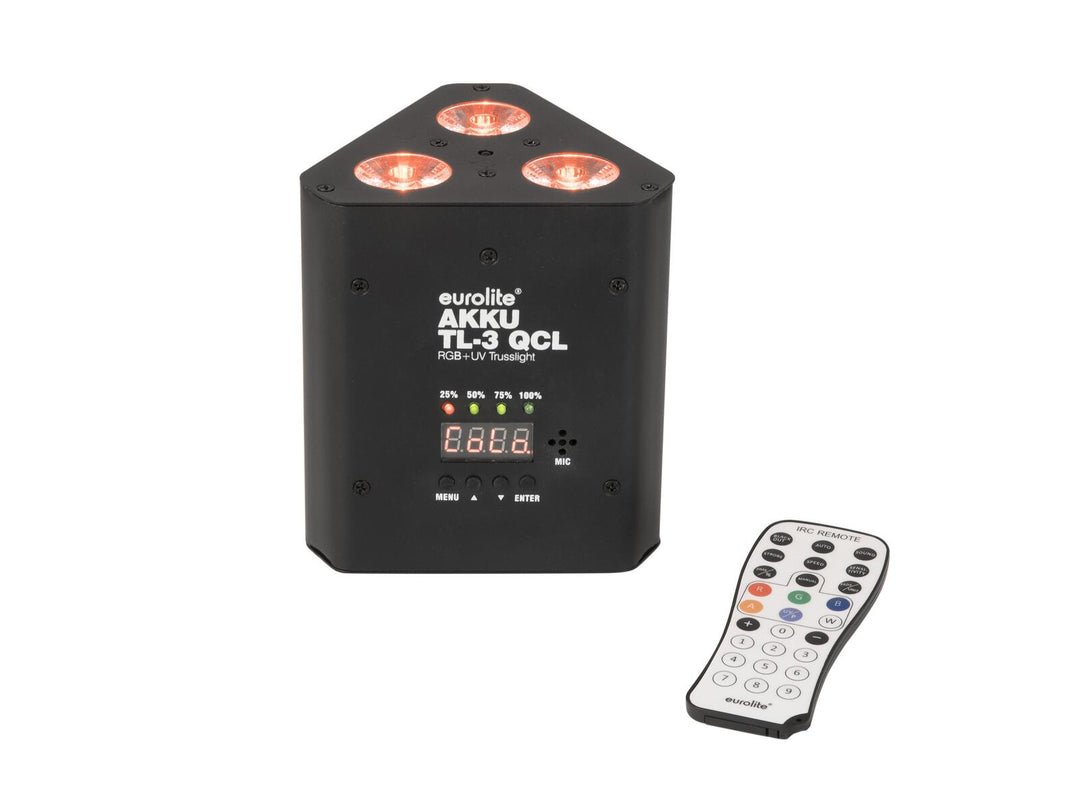 EUROLITE Set 4x AKKU TL-3 QCL RGB+UV Trusslight + SB-4 Soft Bag