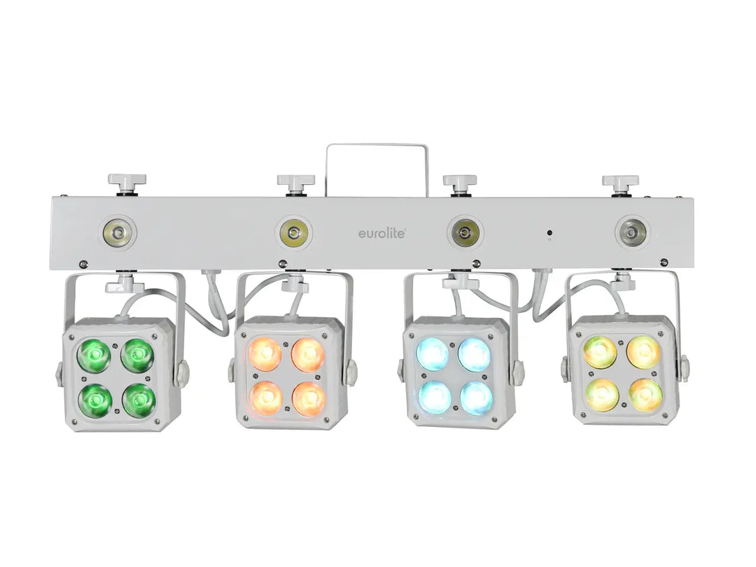 EUROLITE Set LED KLS-180 hvit + BS-2 EU høyttalerstativer i hvit