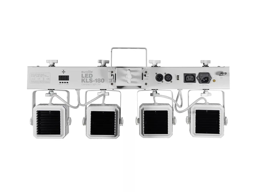 EUROLITE Set LED KLS-180 hvit + BS-2 EU høyttalerstativer i hvit