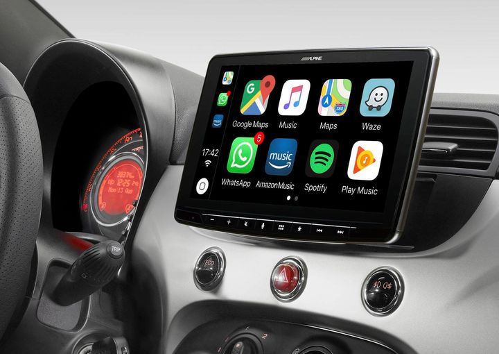 Apple Carplay , Android Auto i Fiat 500 Beige Interiør (2007-2015)