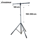 Hardman HLS3 lysstativ med T-bar og automatisk låsepinne, 2,5 m