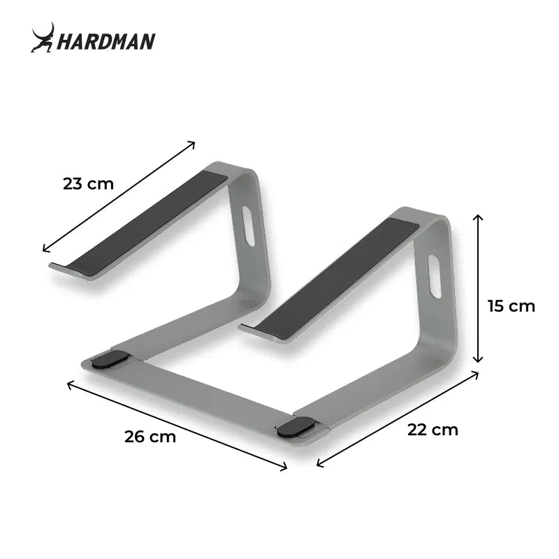 Hardman LSR2 – sammenleggbart laptopstativ i aluminium, sølv