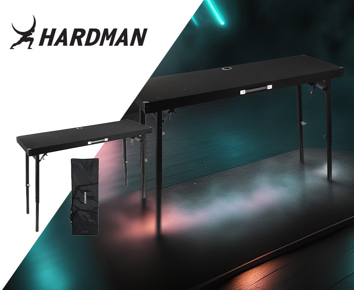 Hardman DTS1 sammenleggbart DJ-bord, 154 x 52 cm, med bag