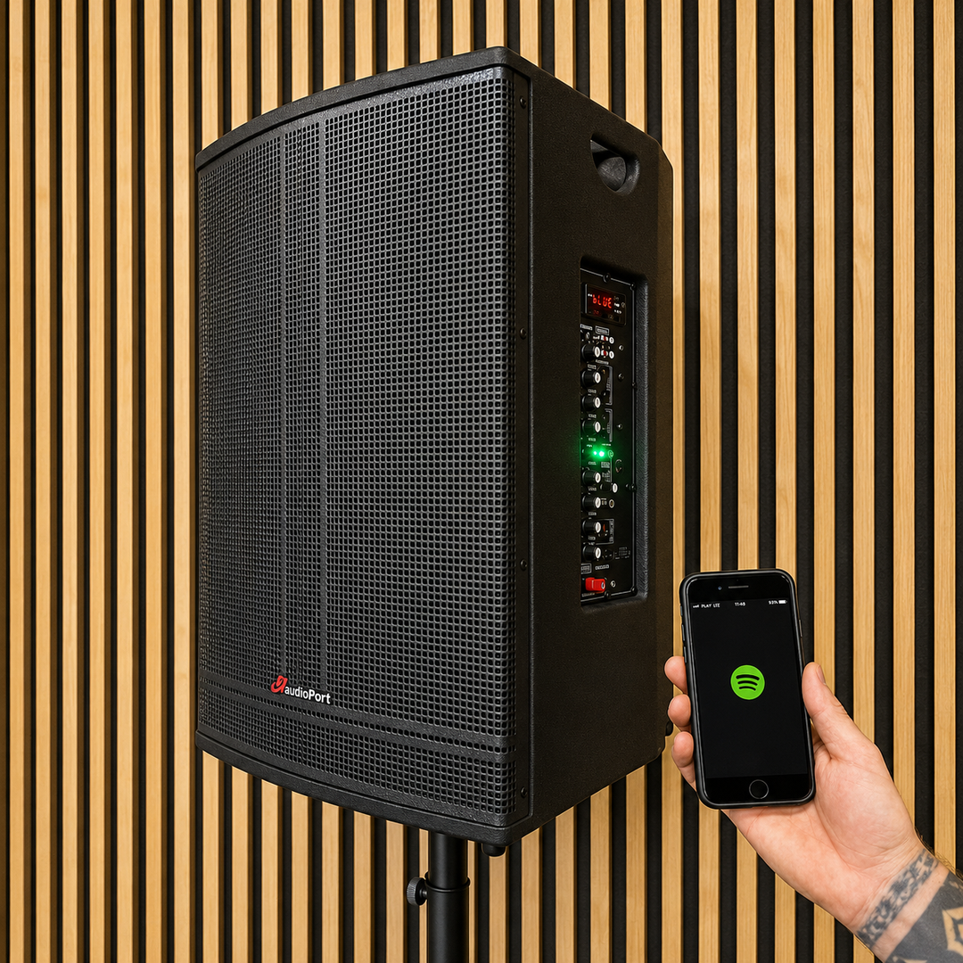 Audioport V15 transportabel aktiv høyttaler 500 W med 2 mikrofoner