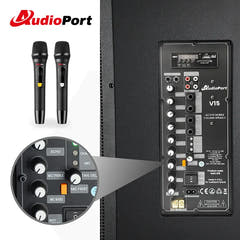 Audioport V15 transportabel aktiv høyttaler 500 W med 2 mikrofoner
