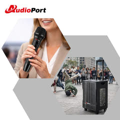 Audioport V8 transportabel aktiv høyttaler 250 W med 2 mikrofoner