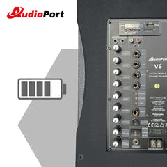Audioport V8 transportabel aktiv høyttaler 250 W med 2 mikrofoner