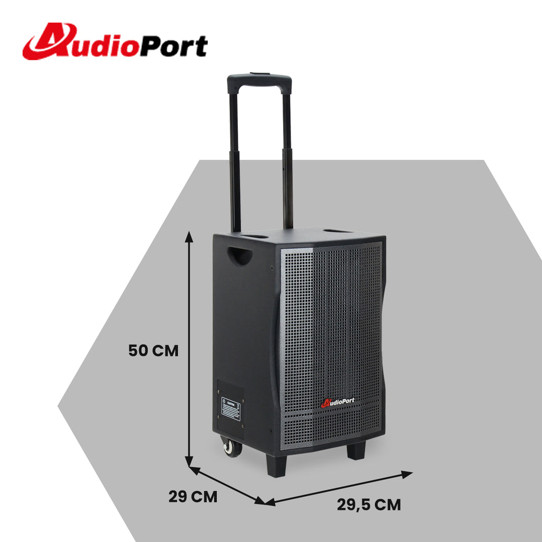 Audioport V8 transportabel aktiv høyttaler 250 W med 2 mikrofoner