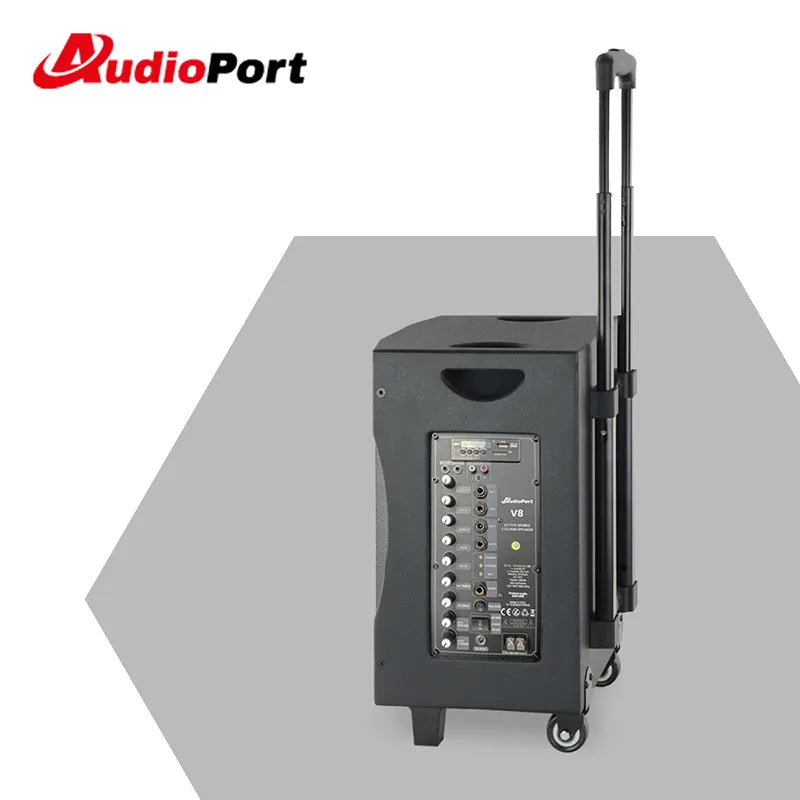 Audioport V8 transportabel aktiv høyttaler 250 W med 2 mikrofoner