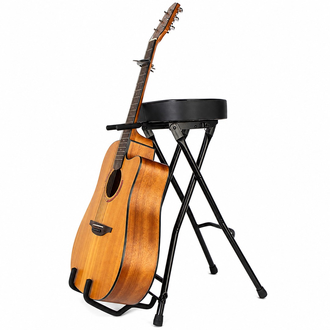 Hardman SB207 gitarstol med fotstøtte og gitarholder.