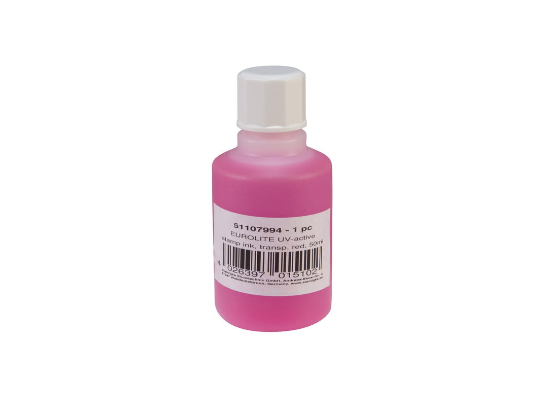 EUROLITE UV-aktivt stempelblekk, transparent rødt, 50ml