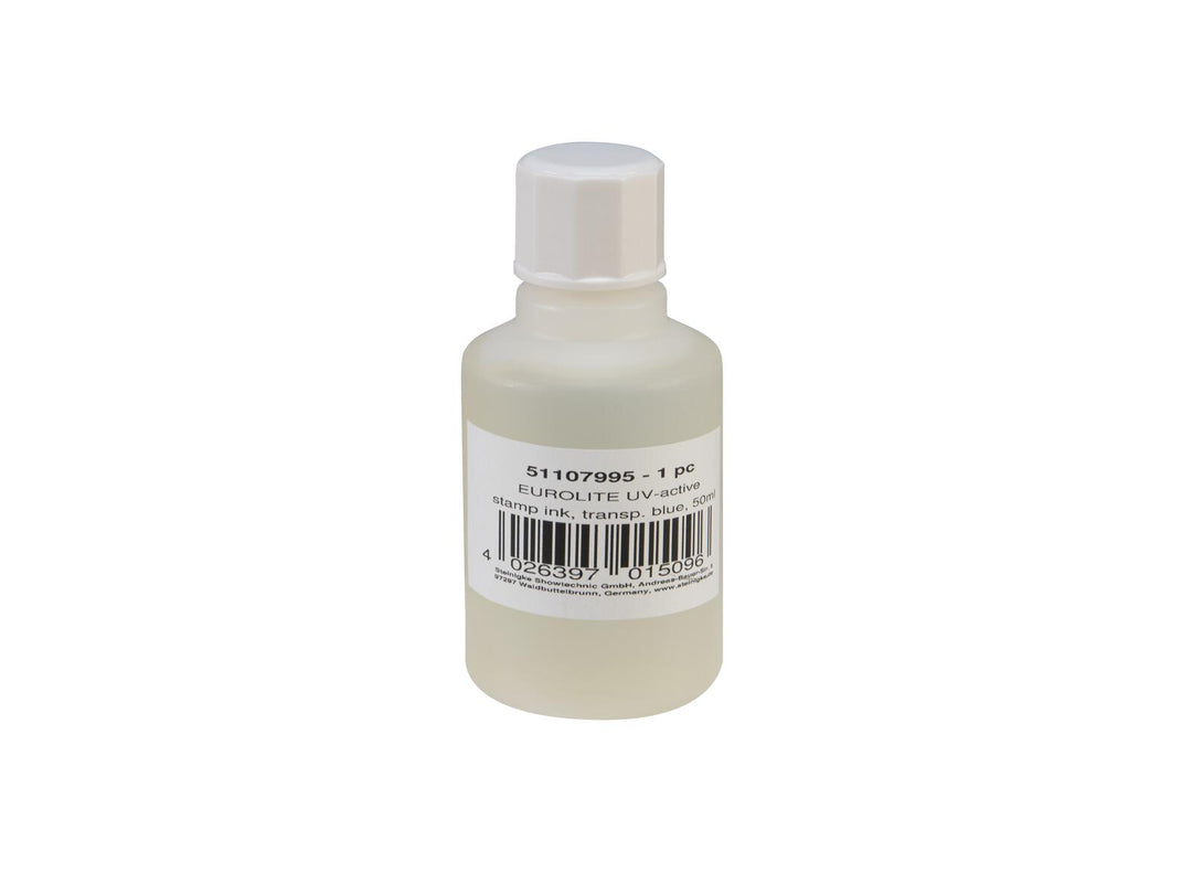 EUROLITE UV-aktivt stempelblekk, transparent blå, 50ml