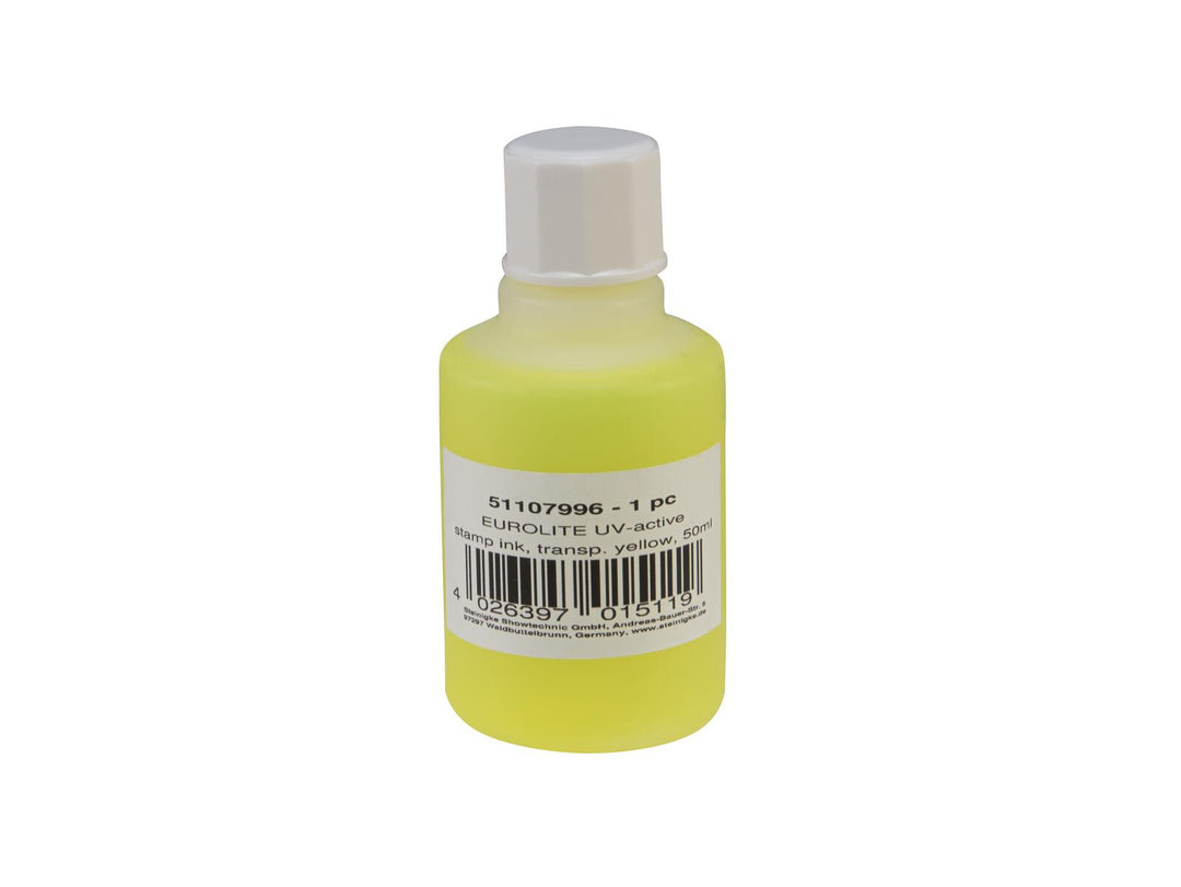 EUROLITE UV-aktivt stempelblekk, transparent gul, 50ml