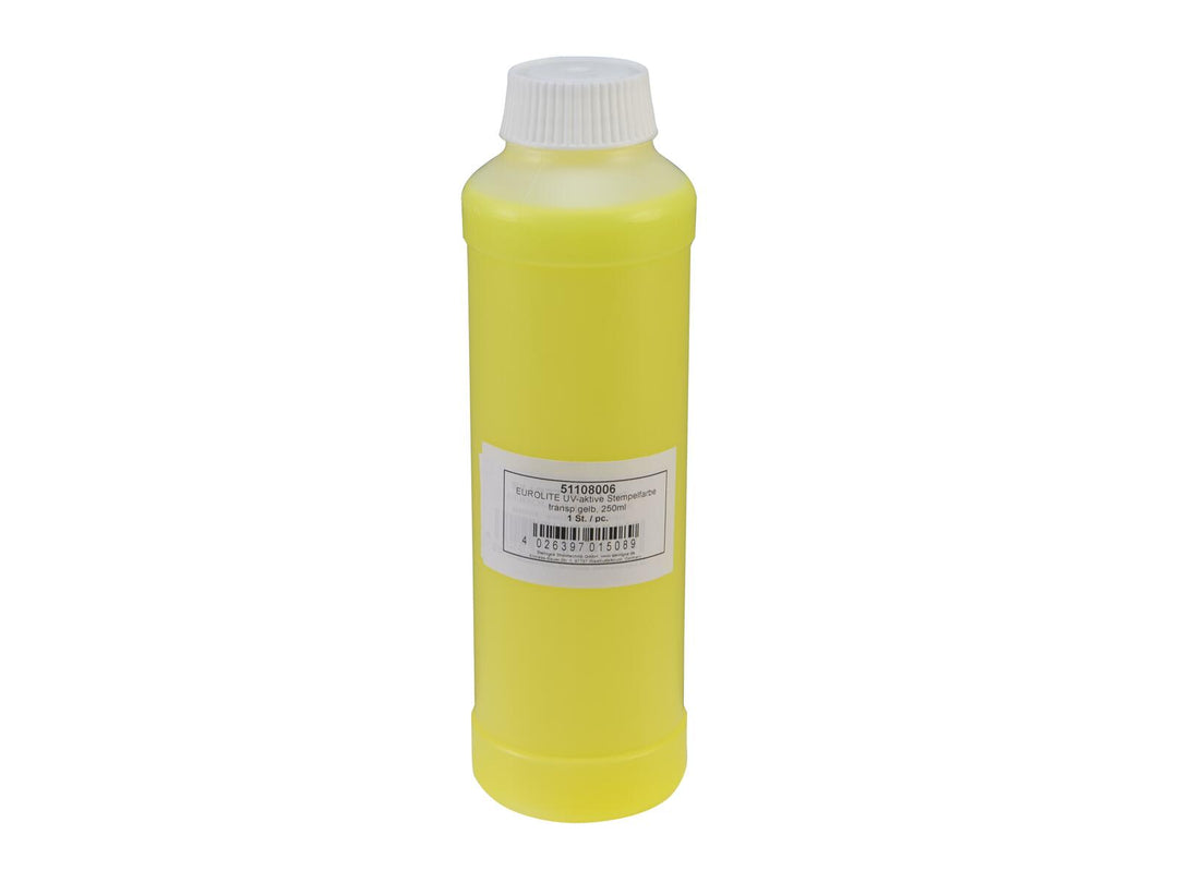 EUROLITE UV-aktivt stempelblekk, transparent gult, 250 ml