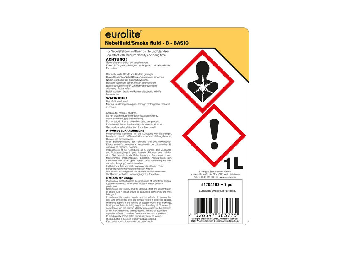 EUROLITE SMOKE FLUID -B- Basic, 1 l røykvæske