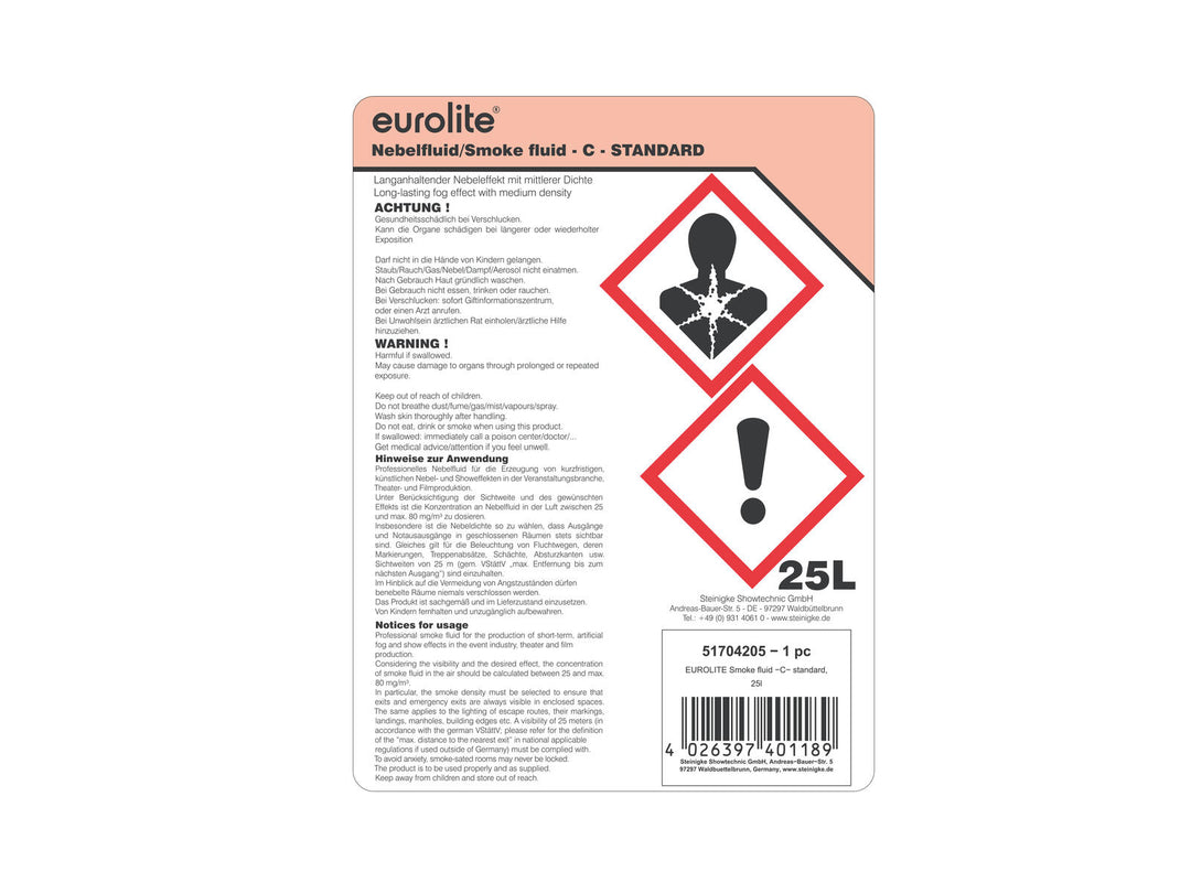 EUROLITE SMOKE FLUID -C- Standard, 25l røykvæske