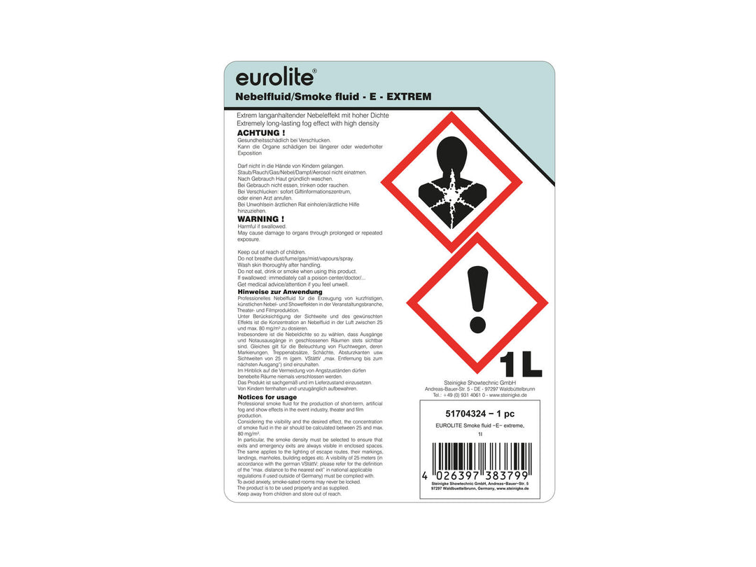 EUROLITE SMOKE FLUID -E- Extreme, 1l røykvæske