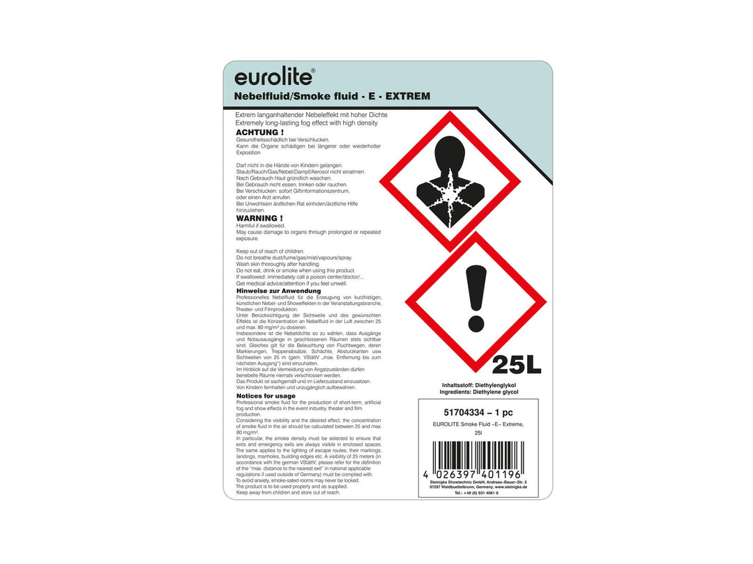 EUROLITE SMOKE FLUID -E- Extreme, 25l røykvæske