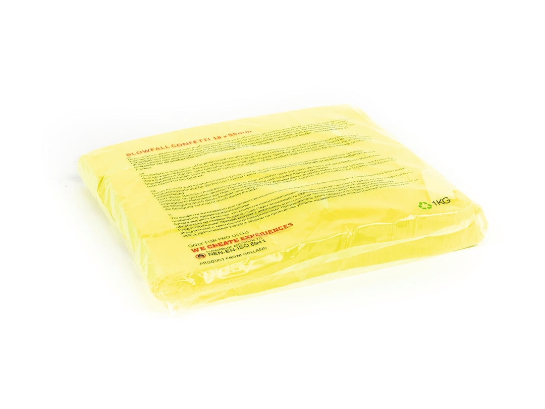 TCM FX Slowfall-konfetti rektangulær 55x18 mm, neongul, UV-aktiv, 1 kg