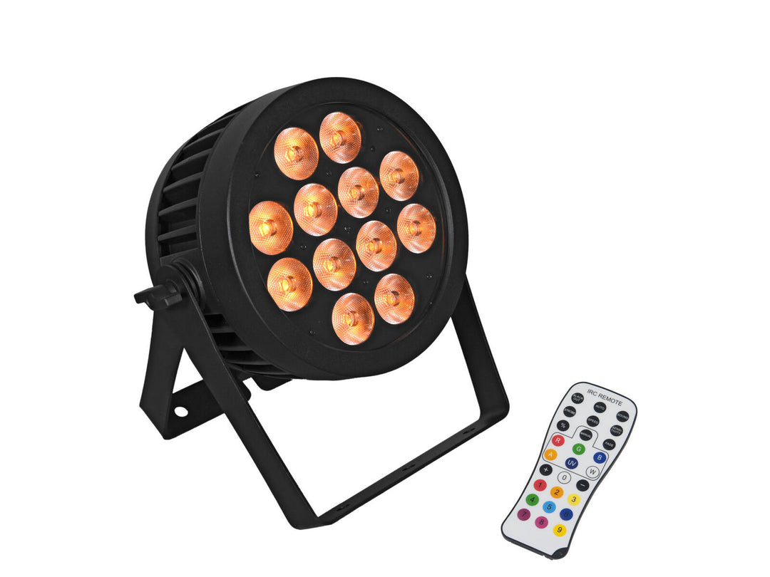 EUROLITE set med 8x LED IP PAR 12x8W QCL Spot + case med hjul