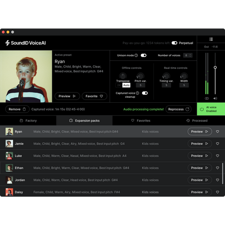SoundID VoiceAI Barnestemmer utvidelsespakke