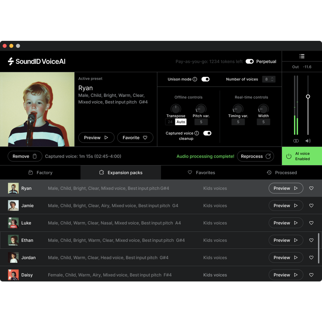 SoundID VoiceAI Barnestemmer utvidelsespakke