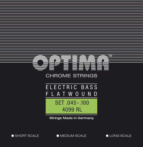 Optima E-bass-strenger Chrome Strings Flat Wound medium scale - Sett (4099M)