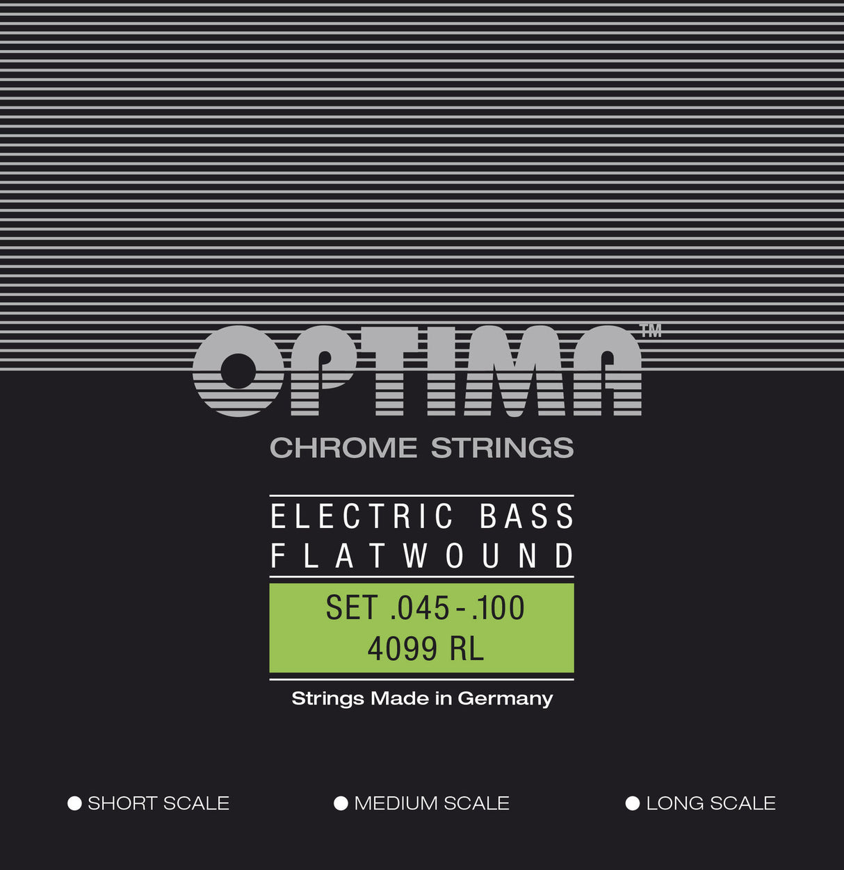 Optima E-bass-strenger Chrome Strings Flat Wound medium scale - Sett (4099M)