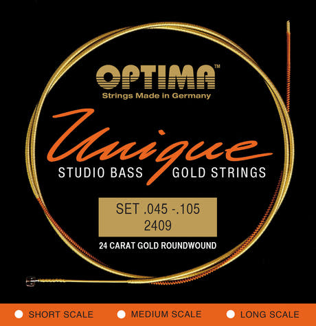 Optima E-bass-strenger Unique gyldne studiostrenger - 4-strengs long scale (2409L)