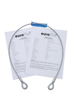 EUROLITE ståltau 1000x4mm svart med kabelsko