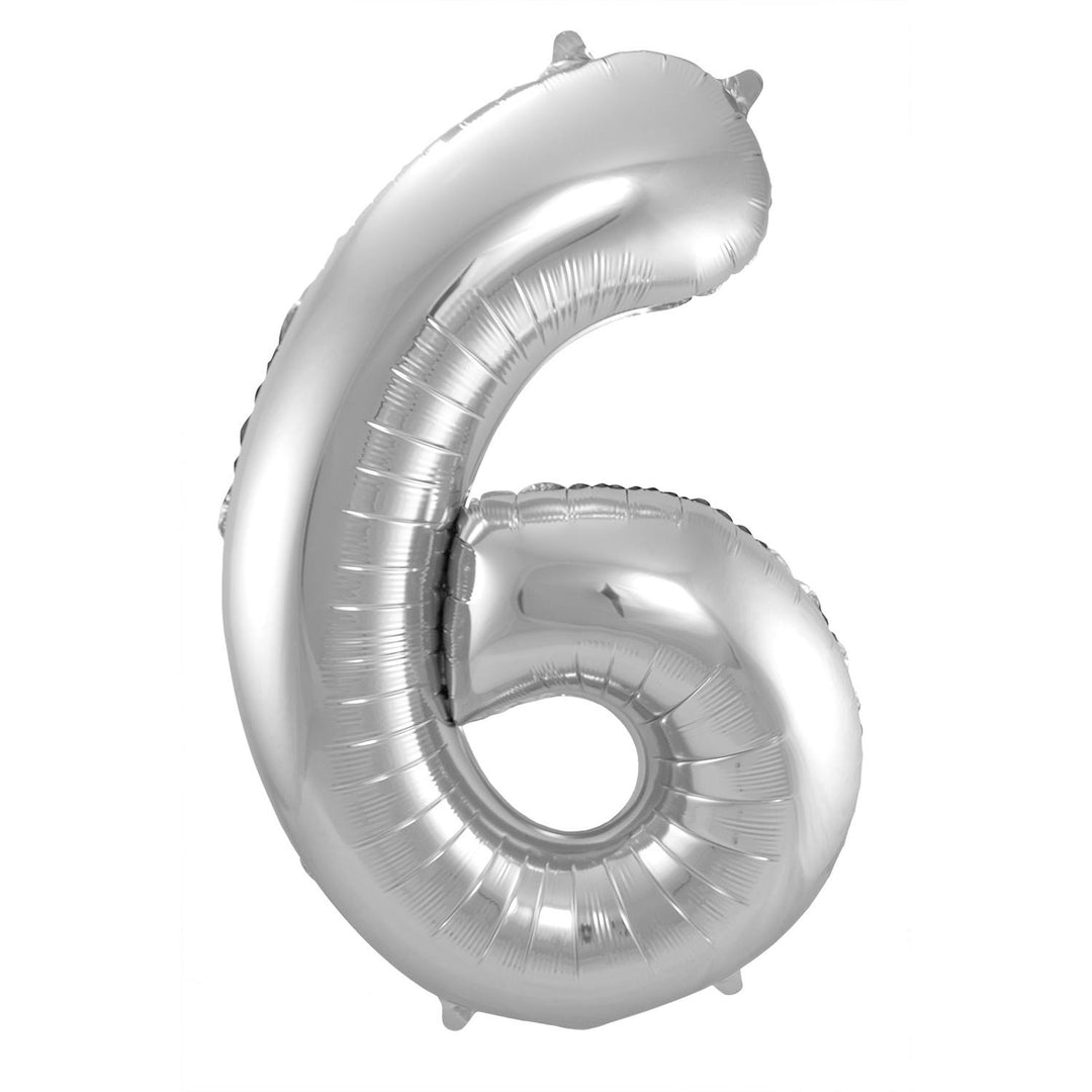6-formet tallfolieballong (sølv, 86 cm)