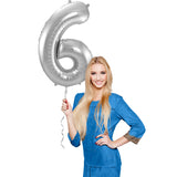 6-formet tallfolieballong (sølv, 86 cm)