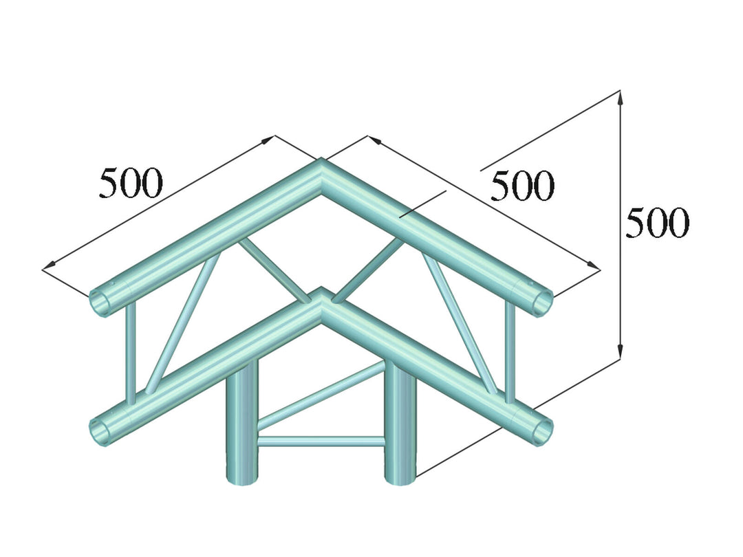 ALUTRUSS BILOCK BQ2-SPAL31V 3-veis hjørne 90° bk