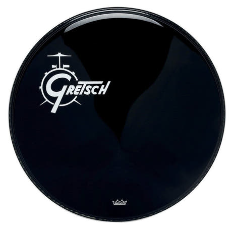 Gretsch Ambassador Ebony 26" basstrommeskinn, hvit logo til venstre
