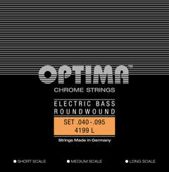 Optima E-bass-strenger Chrome Strings. Roundwound Medium Scale - sett 4-string light (4199M)