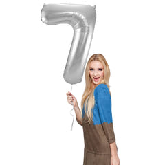 7-formet tall folieballong (sølv, 86 cm)