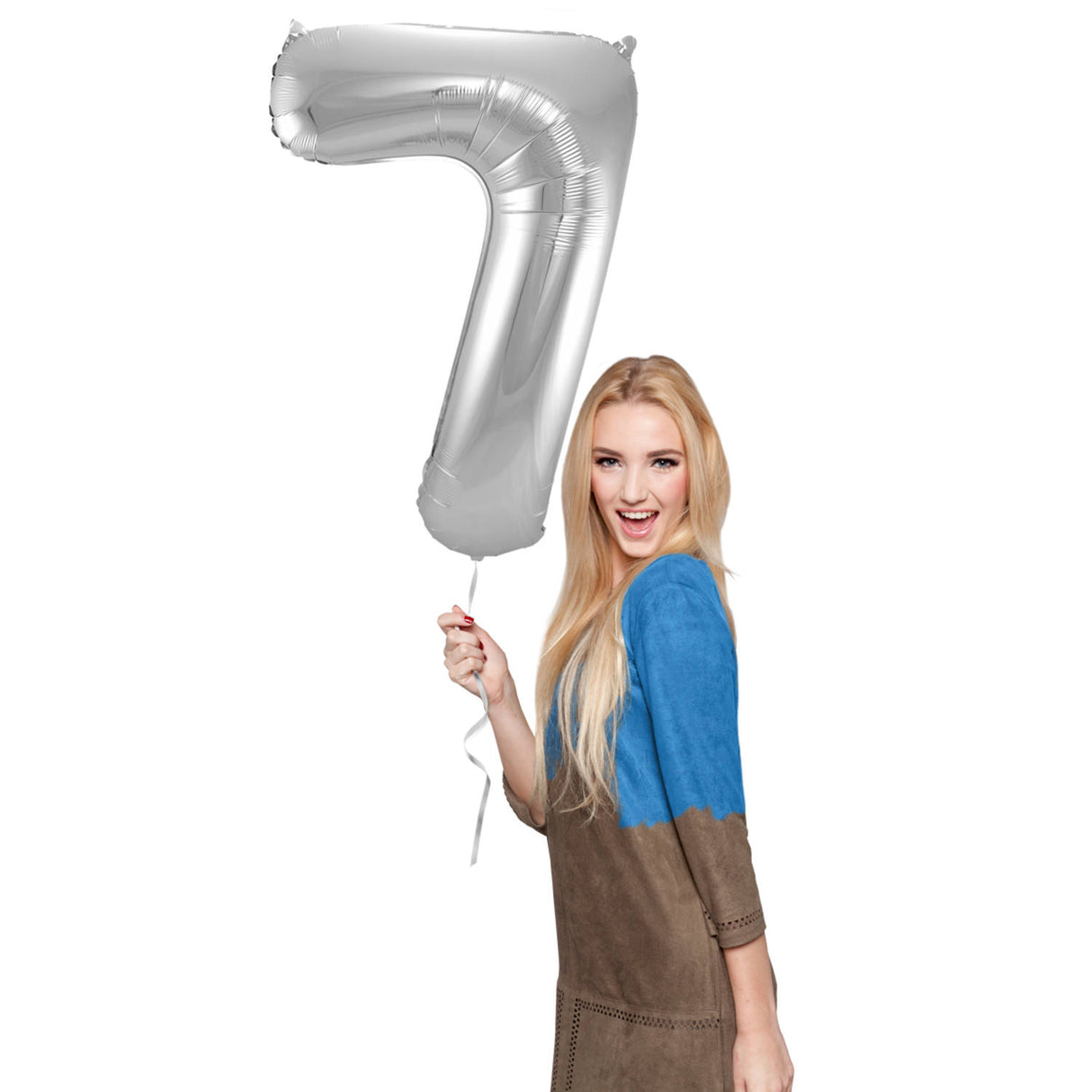 7-formet tall folieballong (sølv, 86 cm)