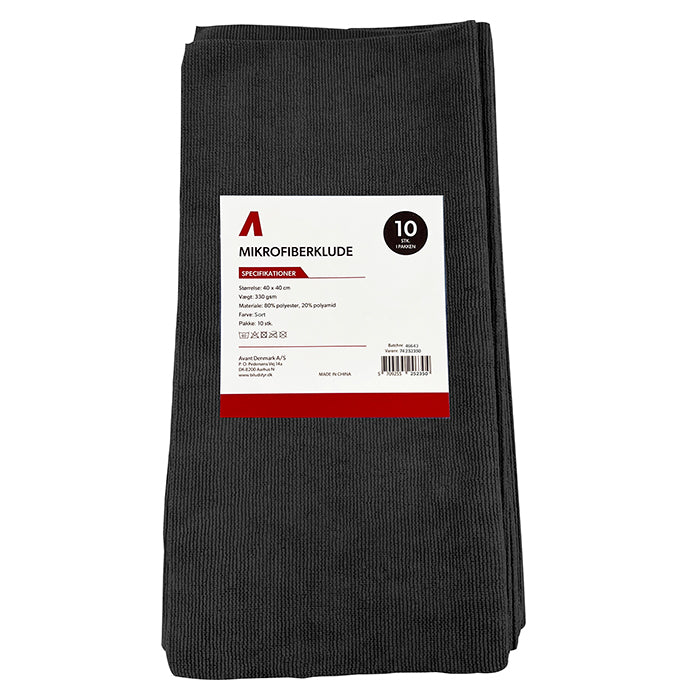 Mikrofiberklut, 40x40cm, 330gsm, 10 stk. Sort