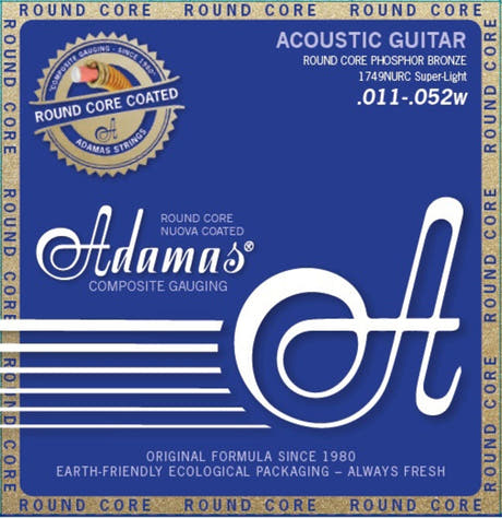 Adamas strenger til akustisk gitar Nuova Phosphor Bronze belagt rundkjerne - Super Light .011-.052 (1749NURC)