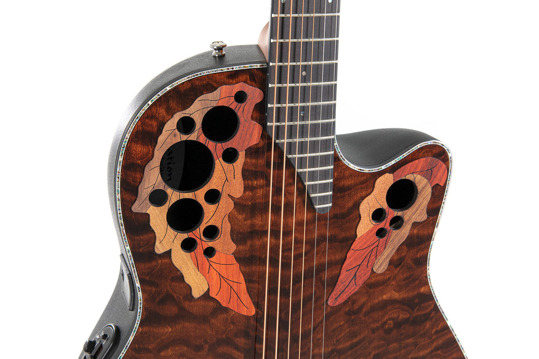 Ovation E-akustisk Gitarer Celebrity Elite Plus Mid Cutaway - Dark Tiger Eye (CE44P-TGE-G)