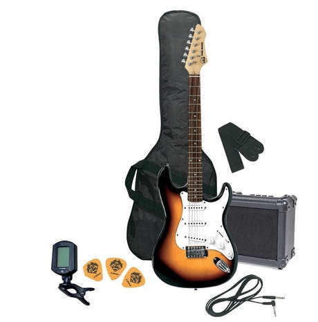VGS RC-100 gitarer Pack, elektrisk gitar med forsterker, 3-Tone Sunburst