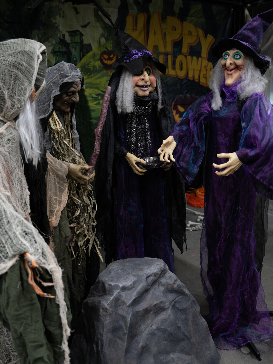 Halloween-figur heks, animert, 175 cm