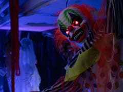Halloween-figur klovnen Curby, animeret, 155 cm
