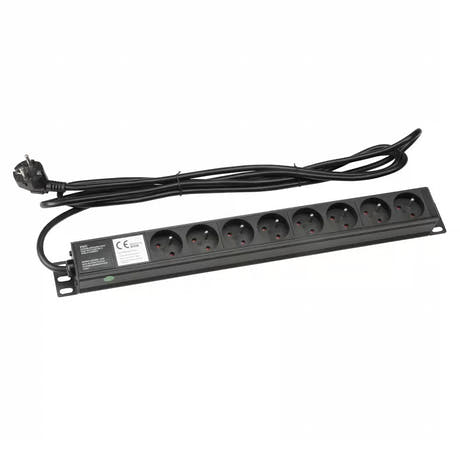 Strømskinne m. jord (19" rack)
