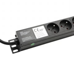Strømskinne m. jord (19" rack)