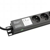 Strømskinne m. jord (19" rack)