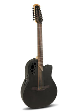 Ovation E-akustisk Gitarer Elite TX Deep Contour Cutaway 12-strengers - Svart strukturert (2058TX-5-G)