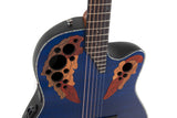 Ovation E-akustisk Gitarer Celebrity Elite Plus Mid Cutaway - Blue Transparent Quilt (CE44P-8TQ-G)